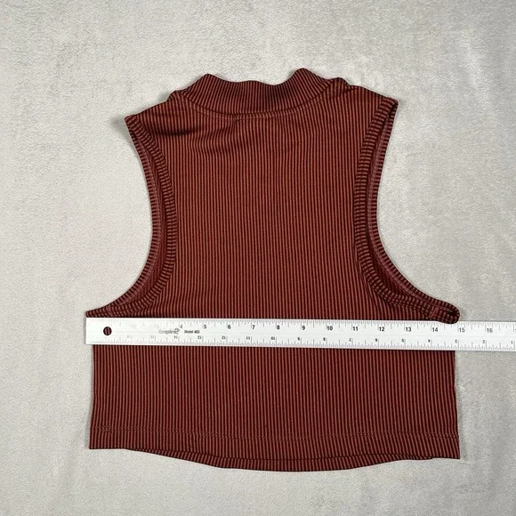 Nike Air Cropped Tank Ribbed Brown Mock Neck Canyon Rust Women XS - Picture 6 of 6